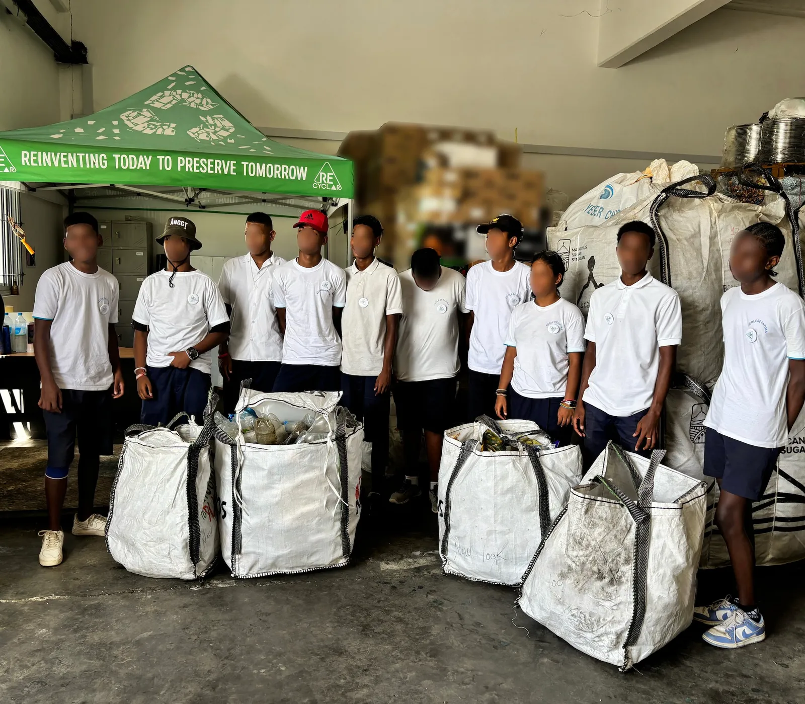 Recycling station at Fatima school